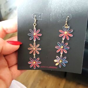Colorful Floral Drop Earrings
